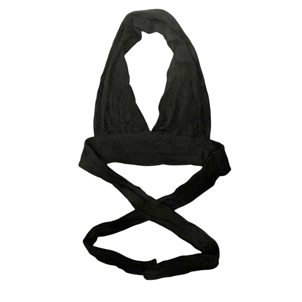 Sexy Halter Deep V Knit Crop Top Festival EUC